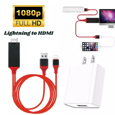 HDMI Mirroring Cable Phone to TV HDTV Screen Adapter 1080P For iPhone 14 13 12 - Image 1 of 4