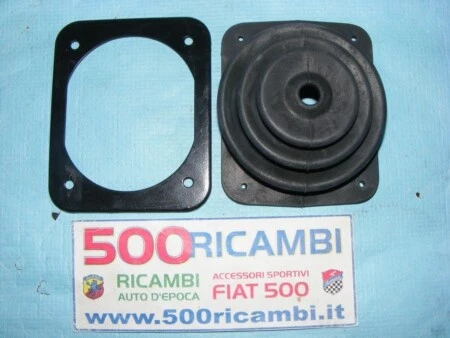 FIAT 500 D/F/L/R/G 126 CUFFIA COPRI LEVA CAMBIO IN GOMMA NERA + BASE CORNICE MET - Image 1 of 1
