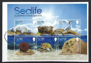 ALDERNEY 2020 SEA LIFE MINIATURE SHEET FINE USED HAND CANCELLED ON PIECE - Picture 1 of 1