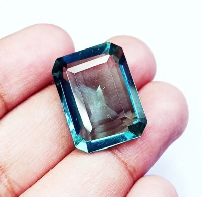 Piedra preciosa suelta certificada 17,80 quilates corte esmeralda amatista verde con regalo gratis Foto 1 de 4