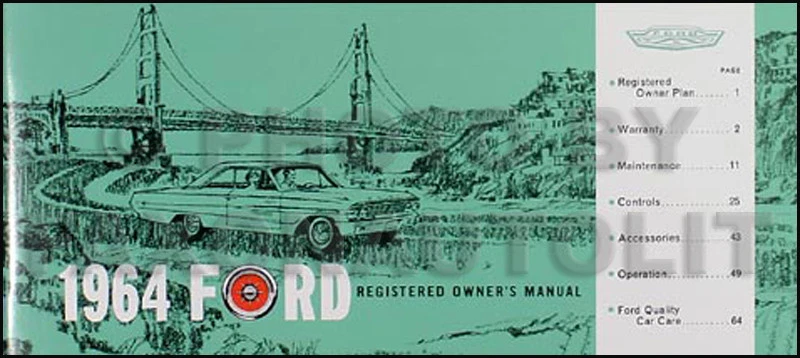 Ford Galaxie 1964 manual del propietario 64 XL 500 Custom Country Squire Ranch Wagon Foto 1 de 1