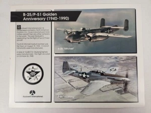 Rockwell International B-25 / P-51 Golden Anniversary (1940-1990) Spec Sheet Vintage - Bild 1 von 2
