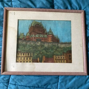 Vintage 21" Framed Print of Chateau Frontenac QUEBEC by E. Henenfeld - Picture 1 of 2