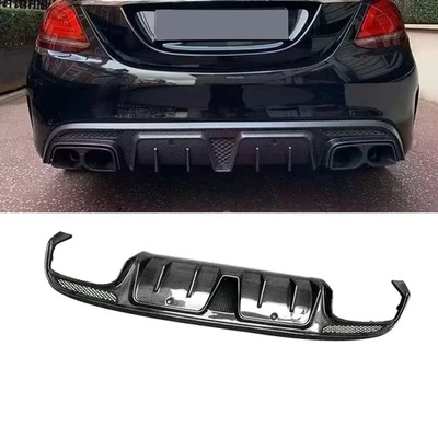 Real Carbon Rear Bumper Diffuser Lip For Mercedes-Benz W205 C63 AMG Sedan 15-21 — 第 1/4 张图片
