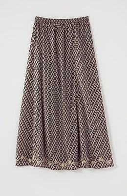 NUEVO CON ETIQUETAS Falda Pure Jill Elements J.Jill Bordada a Mano Negra Hoja Estampada Talla L $99 Foto 1 de 4