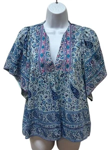 Bell by Alicia Bell Silk Blend Embroidered Sequin Bell Sleeve Blouse Top Size S - Picture 1 of 8