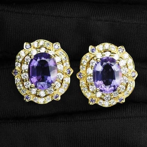 Orecchini Estate Royal Purple Sapphire 5,70 ct in argento sterling 925... - Foto 1 di 6