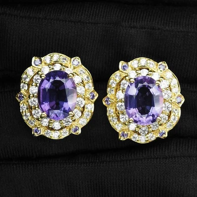 Orecchini Estate Royal Purple Sapphire 5,70 ct in argento sterling 925... - Immagine 1 di 4