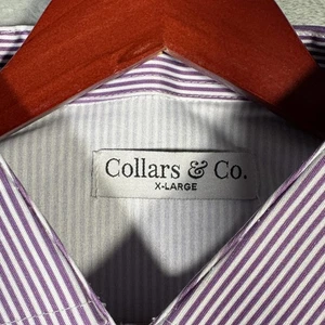 Collars & Co. Polo Para Hombres XL Púrpura Blanco Rayas Vestido Cuello Manga Corta - Imagen 1 de 8