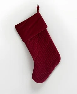 Pottery Barn Cranberry Red Quilted Velvet Christmas Stocking 2007 - Picture 1 of 6