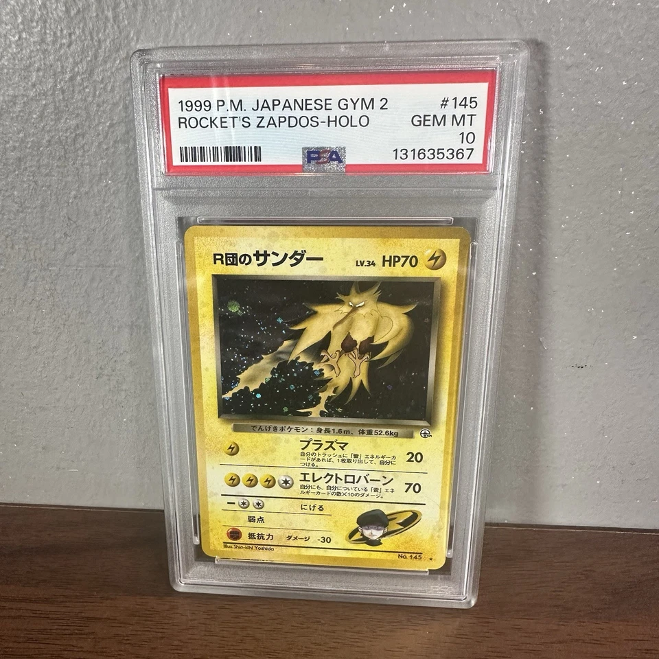 Rocket's Zapdos Pokemon 1999 Holo Gym 2 Challenge Japanese 145 PSA 10 Gem Mint - Image 1 of 4
