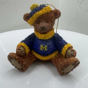 University of Michigan Teddy Bear Ornament Blue/Maize Sweater “M” Christmas - Picture 1 of 8