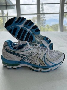 ASICS Women’s 9.5 Gel-Kayano 18 Running Shoes White Blue ~READ - Picture 1 of 11
