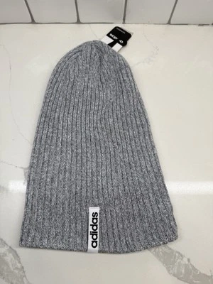 Adidas women OS cotton Grey beanie winter knit hat - NWT - Image 1 of 4