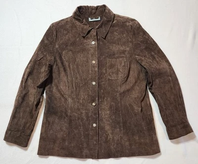 Chaqueta Camisa Marsh Landing Root Marrón Granola Gorp 100% Gamuza Cuero Abotonada  Foto 1 de 4