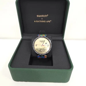 Bape A Bathing Ape x Swatch Big Bold Black Camouflage Watch w/ Box - Picture 1 of 10