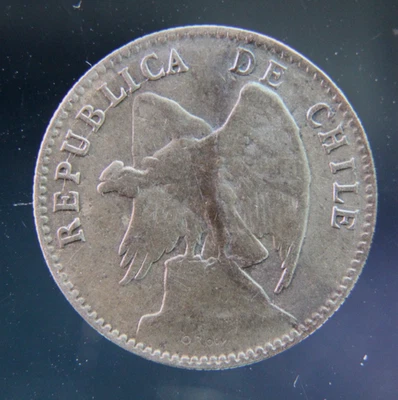 Chile 20 centavos, 1908 silver coin - Image 1 of 2