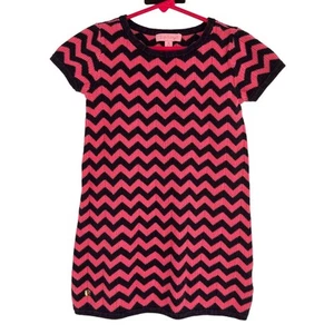 Lilly Pulitzer Little Santana Chevron Sweater Dress Pink & Black Medium (6/7) - Picture 1 of 6