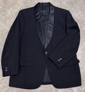 Vintage 1960s Tuxedo Jacket Shawl Collar Lord West Black Wool Sz. 42 Rockabilly - Picture 1 of 18