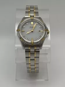 Citizen Eco-Drive Two Toned Women's Diamond Accents 100m WR White Dial Watch - Picture 1 of 10