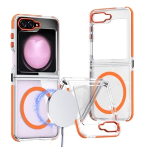 Samsung Galaxy Z Flip 6 5 Magsafe Magnetic Wireless Charging Case Transparent - Picture 1 of 11