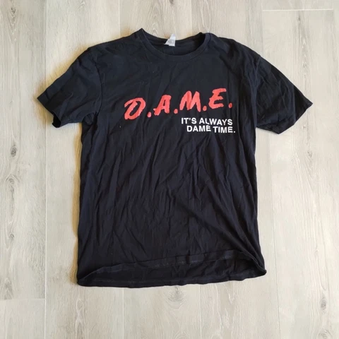 Damian Lillard Shirt L DAME Time Black Short Sleeve Cotton Crew DARE Parody NBA Cover