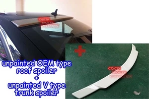 Unpainted M-BENZ 08~14 W204 C Sedan V type trunk spoiler +OE type roof spoiler ◎ - Picture 1 of 4