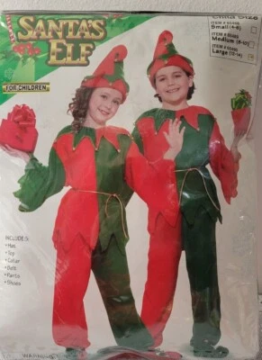 NEW Santa's Christmas Elf Costume Child's Size Large 12-14 Forum Novelties Red - Image 1 of 4
