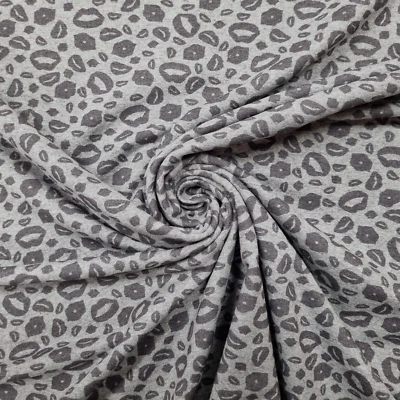 Sweatstoff Meterware, Baumwollstoff mit Kussmund grau Kleiderstoff, Baumwolle - Bild 1 von 4