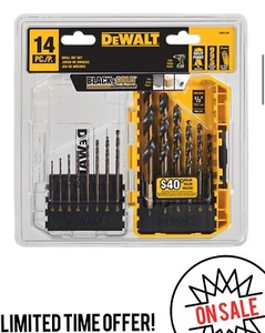 DeWalt DWA1184 14 PC Black Oxide Drill Bit Set NEW W CLEAR TOUGHCASE+ USA 🇺🇸 - Picture 1 of 2