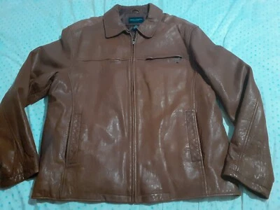 Chaqueta de Cuero Marrón Piel de Cordero Suave Colección Daniel Cremieux Talla L Bomber  Foto 1 de 4