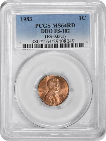 1983 Lincoln Cent DDO FS-102 MS64RD PCGS Cover