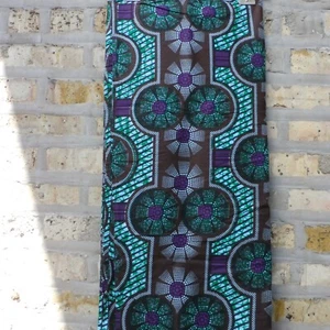 Hitarget Guaranteed Wax Block Fabric Print Purple Green Geometric Flower 44x104  - Bild 1 von 6