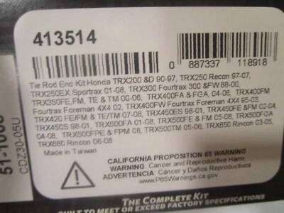 New Honda 90-97 TRX200 250 88-00 TRX300 350  QuadBoss Tie Rod End Kit 413514 - Image 1 of 4