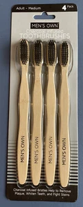 Kohle Infused Bambus Premium Zahnbürsten 4er Pack umweltfreundlich biologisch abbaubar - Bild 1 von 6