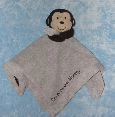 Carters Gray Brown Monkey Baby Security Blanket Bananas Over Mommy Rattle - Image 1 of 3