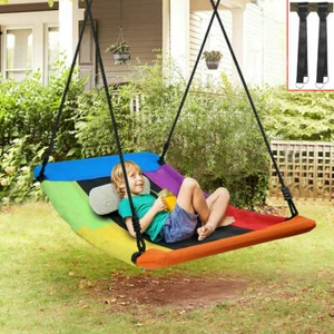 700lb 60'' Tree Swing Platform Swing Kids Outdoor Backyard Play w/ Hanging Ropes - Picture 1 of 12