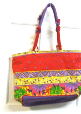 Bolso de Mano Sun n Sand Floral Colorido Grande Playa Lona 20 x 15 x 6.5 Usado en Excelente Condición Foto 1 de 4