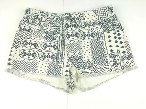 Bullhead Damengröße 5 weiß blau Aztekenmuster hoher Bund abgeschnittene kurze Shorts - Bild 1 von 6
