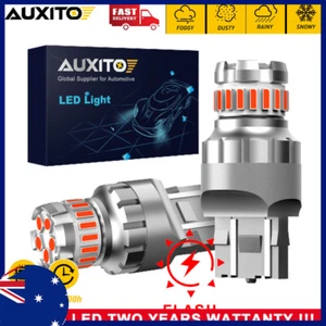 2Pcs Car T20 7440 W21W Reverse LED Canbus Lights 7443 LED Bulb Tail Brake RED - Picture 1 of 11