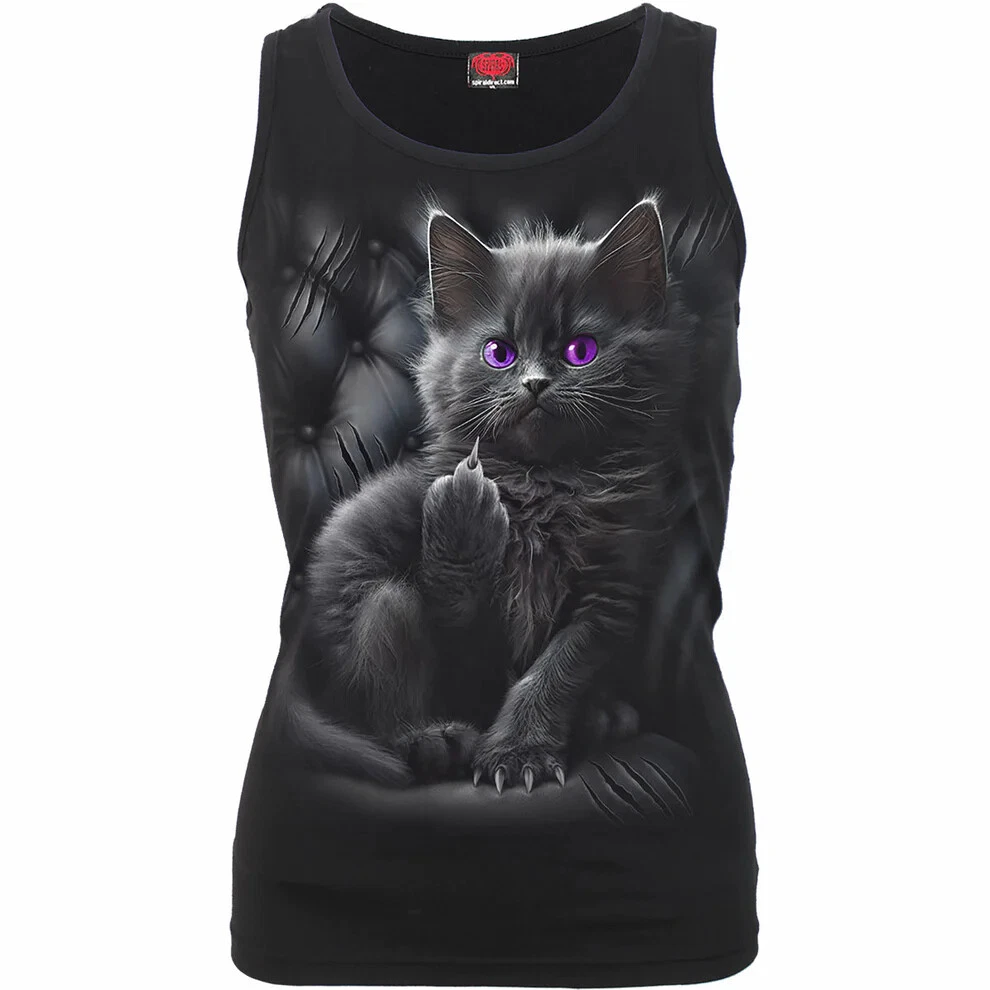 Spiral Damen Top G072 – Ärmelloses Jersey-Top, 95% Viskose, 5% Elastan, Schwarz
