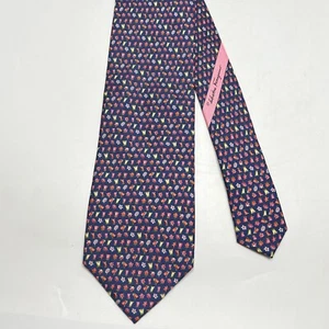 Corbata Salvatore Ferragamo patrón de flores en seda azul marino - Imagen 1 de 10
