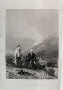 1841 Antique Print; A Halt in the Highlands, Grouse Shooting after Beckwith - Picture 1 of 2