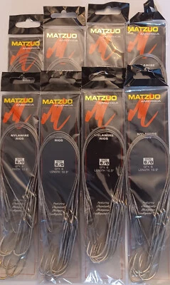 Ocho (8) paquetes de plataformas de pesca Matzuo MH-NW-6/0 Nylawire 10,5" paquete de 6 Foto 1 de 2