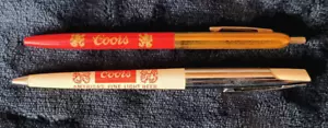 TWO Vintage COORS Beer Ball Point Pens Ink Pen 1960s Colorado - Picture 1 of 6