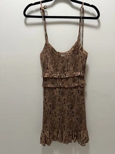 Express Brown Snake Skin Smocked Mini Dress Size Xs - Picture 1 of 8