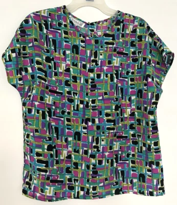 Blusa camisa vintage Christie & Jill multicolor manga mujer talla mediana Foto 1 de 2