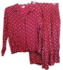 Vintage 90s Leslie Fay Sportswear Red Split Skirt & Blouse Set / Women’s Size 14