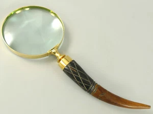 Lupa de Vidrio, Lupeneinfassung De Latón Mango De Bein ca27cmLargo, Dm10cm/11 - Imagen 1 de 1