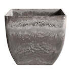 Soga 32Cm Rock Grey Square Resin Plant Flower Pot In Cement Pattern Planter Cach